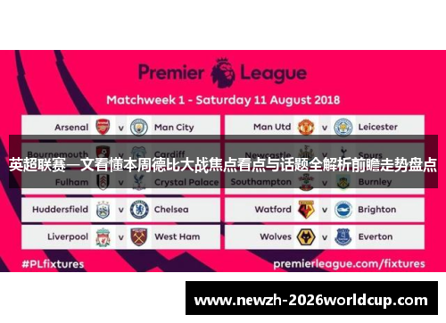 英超联赛一文看懂本周德比大战焦点看点与话题全解析前瞻走势盘点